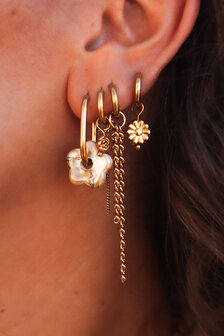 Oorbel per stuk K.SH.410.1 Double long chain goud - Label Kiki