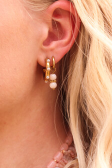 Oorbel per stuk K.SH.424.1 Round of pearls hoop goud - Label Kiki