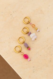Oorbel per stuk K.SH.413.1 Ibiza pink goud - Label Kiki