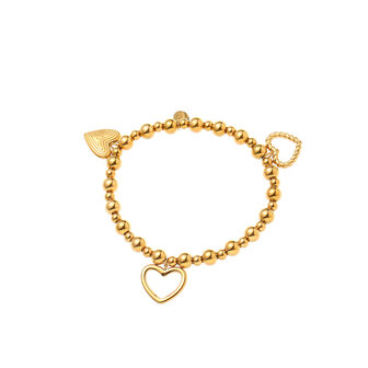 Armband B61278-2 kraaltjes hartjes bedels goud - Day&amp;Eve