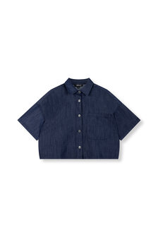 Denim top oversized Adeline donkerblauw - Refined Department