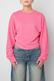 Longsleeve top gestreept rood roze