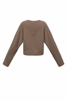 Longsleeve top gestreept bruin beige