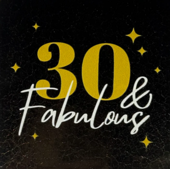 Tegeltje 30 &amp; fabulous goud/creme - YETT