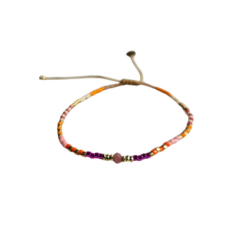 Armband Linea 10 oranje roze kraaltjes - LeJu