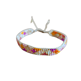 Armband Linea 01 roze oranje kraaltjes - LeJu