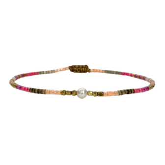 Armband Daisy 01 roze gouden kraaltjes - LeJu