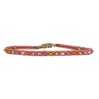 Armband Lima 02 roze oranje kraaltjes - LeJu