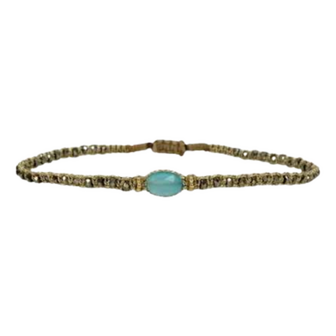 Armband Chloe 02 turquoise gouden kraaltjes - LeJu
