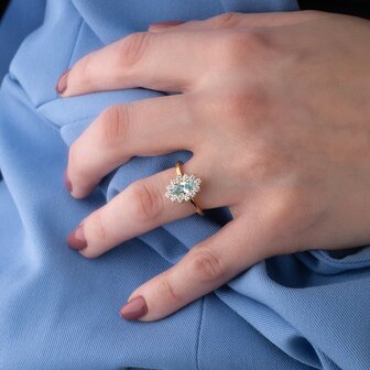 Steentje Stellar Marquise Aquamarine goud TMI1 twisted - Melano