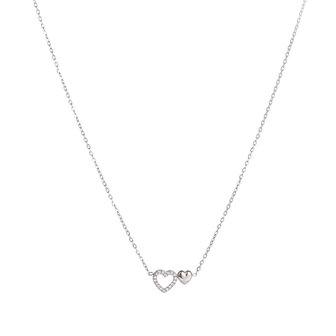 Ketting N61572-1 twee hartjes zilver - Day&amp;Eve