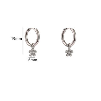 Oorbellen E61557-1 bloemetje met steentjes zilver - Day&amp;Eve