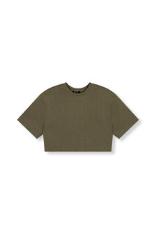 Cropped t-shirt Angie army groen - RefinedDepartment