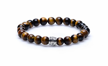 Armband Tigereye Silver cilinder Bead 8MM - Karma Him