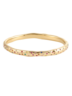 Armband bangle gekleurde diamantjes goud - Rose&amp;Camellia