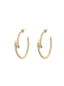 Oorbellen hoops met diamantjes goud - Rose&amp;Camellia