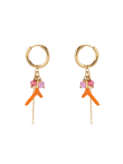 Oorbellen hoops met koraal goud - Rose&amp;Camellia