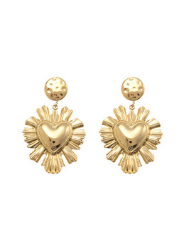 Oorbellen groot hart goud - Rose&amp;Camellia