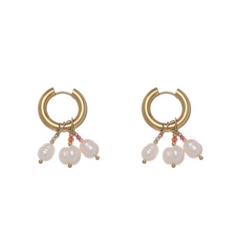 Oorbellen hoops met parels goud - Rose&amp;Camellia
