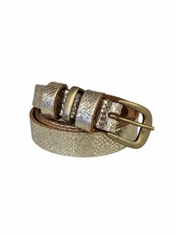 Riem smal leer Python goud - Elvy 