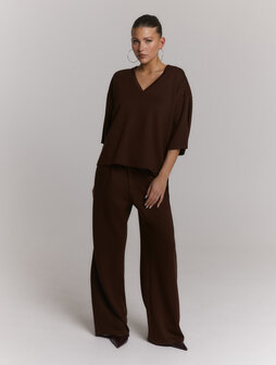 Broek wide leg pantalon Puck bruin - RefinedDepartment