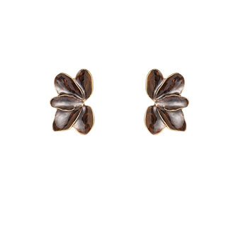 Oorbellen E65099-2 half bloemetje bruin goud - Day&amp;Eve