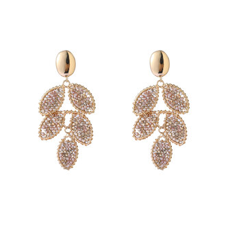 Oorbellen E65066-2 blaadje kraaltjes champagne goud - Day&amp;Eve