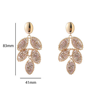 Oorbellen E65066-2 blaadje kraaltjes champagne goud - Day&amp;Eve