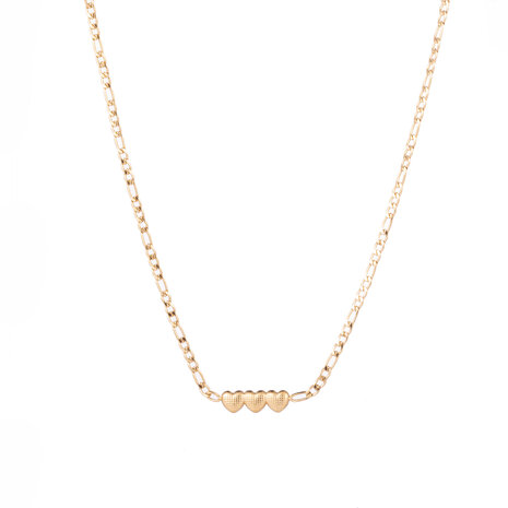 Ketting N3207-2 3 small hearts goud - Day&Eve 