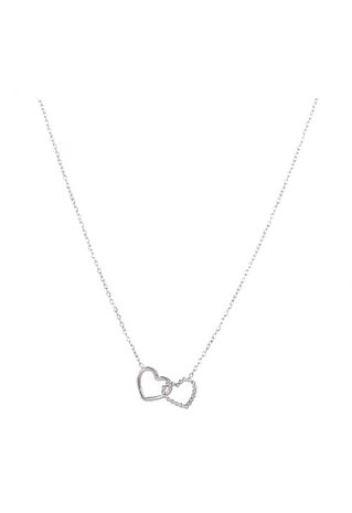 Ketting N3298-1 double heart zilver - Day&Eve