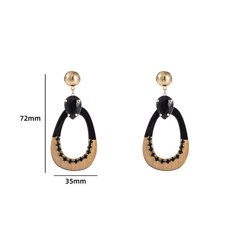 Oorbellen E3592-1 Gold dip drop black/grey - Day&Eve 