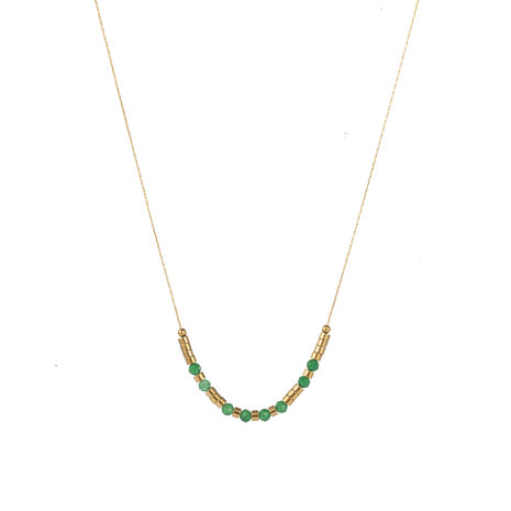 Ketting N3894-5 round stone necklace donker groen goud - ​​​​​​​Day&Eve