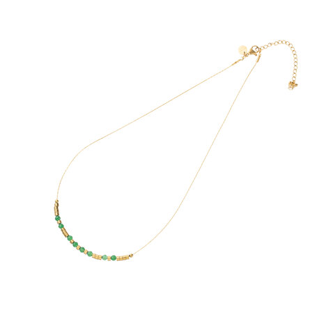 Ketting N3894-5 round stone necklace donker groen goud - ​​​​​​​Day&Eve