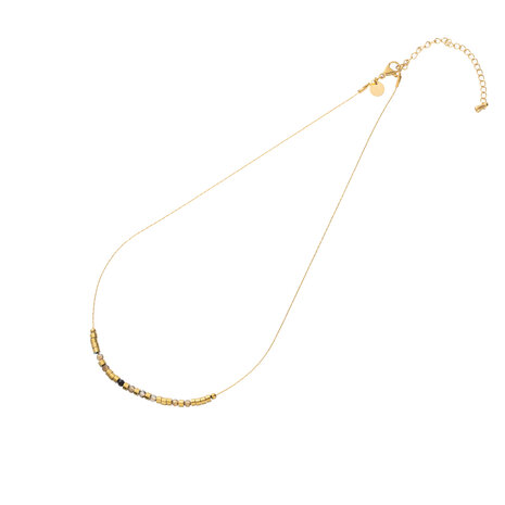 Ketting N3894-1 round stone necklace zwart goud - Day&Eve 