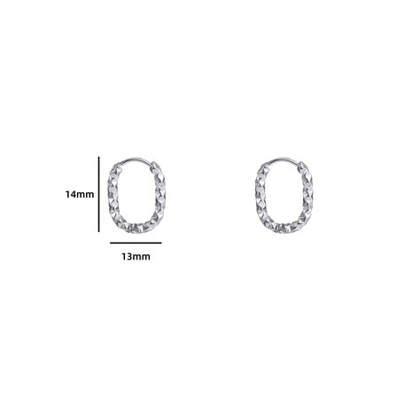 Oorbellen E4323-1 hammerd oval hoop zilver- Day&Eve 