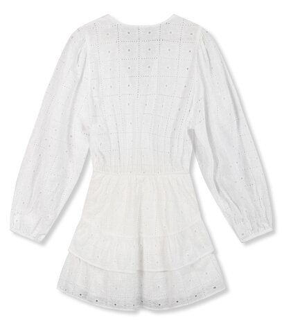 Jurk ruffle broderie ELOISE wit - Refined Department