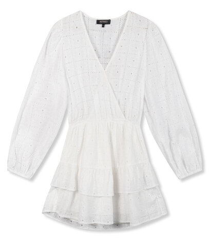 Jurk ruffle broderie ELOISE wit - Refined Department