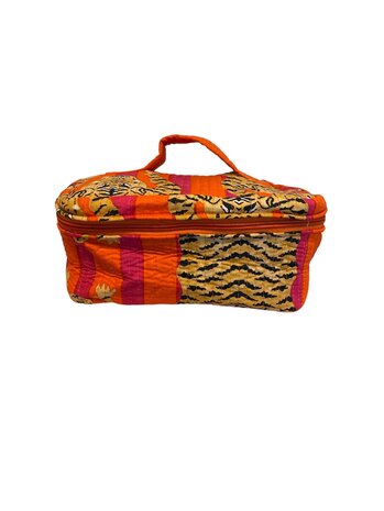 Toilettas/Beautycase oranje/fuchsia met panter - Loffs