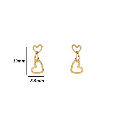 Oorbellen E4865-2 3 hearts earring goud - Day&Eve 