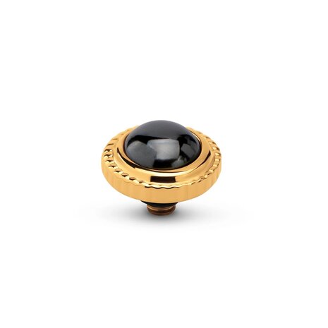 Steentje twisted Smooth Gem Hermatite 8 mm goud TME5 - Melano