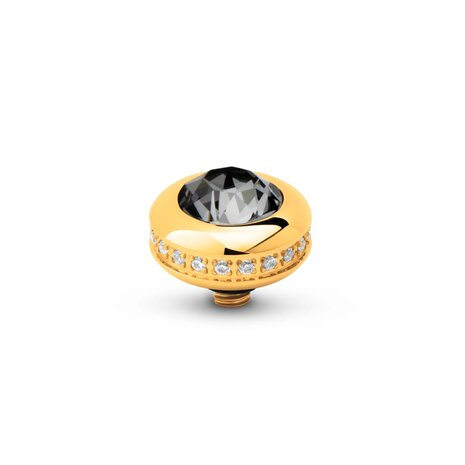 Steentje twisted Bright side stone Crystal Silver Night 10 mm goud TME6 - Melano