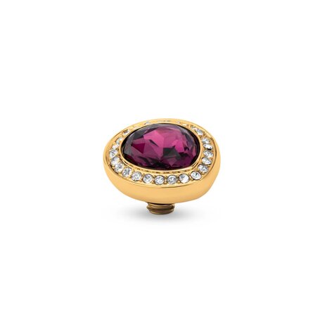 Steentje twisted Droplet stone Amethyst 12,5 mm goud TME7 - Melano