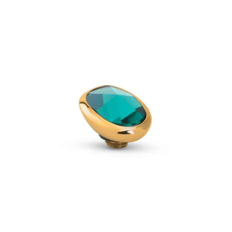 Steentje twisted Cloudy Oval stone turquoise 9 mm goud TMF3 - Melano