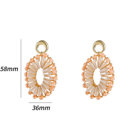 Oorbellen E5098-3 Big beads ovale goud champagne - Day&Eve