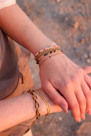 Armband Dottie black goud - Label Kiki