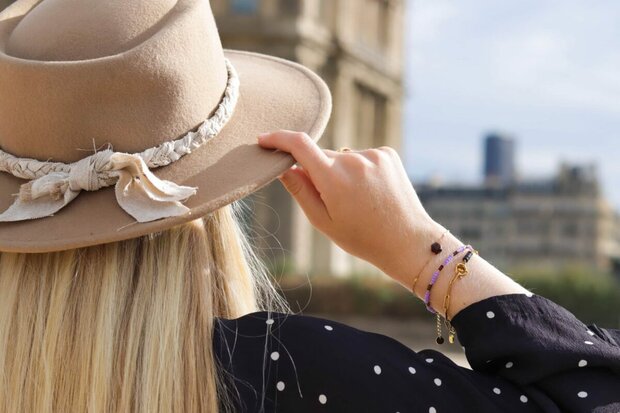 Armband Hexagon black goud - Label Kiki
