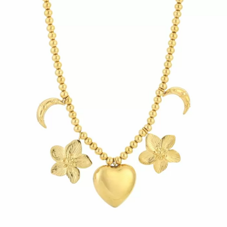 Bedelketting love the moon - goud