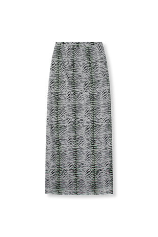 Maxi skirt Jasmijn zebra groen zwart/wit - Refined Department
