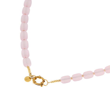 Ketting K.SK.189.1 Pink beads goud - Label Kiki