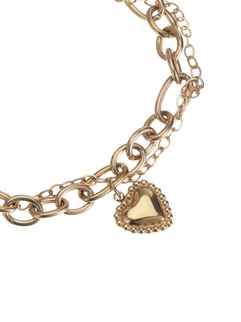 Armband Dubble chain heart goud - Rose & Camellia